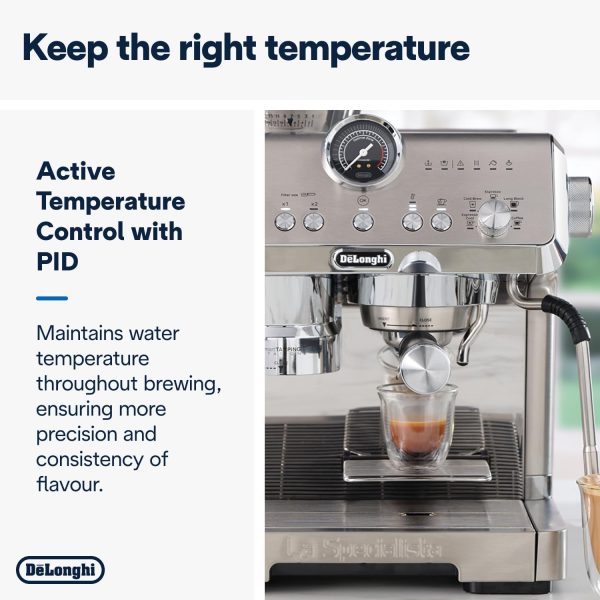 ⁦De'Longhi Cold Brew Coffee Machine LA SPECIALISTA OPERA Semi-Automatic Barista Espresso Machine with Built-in Grinder & Smart Tamping, Cold Extraction, 15 Bar Pressure, 15 Adjustable Settings EC9555.M⁩ - الصورة ⁦6⁩