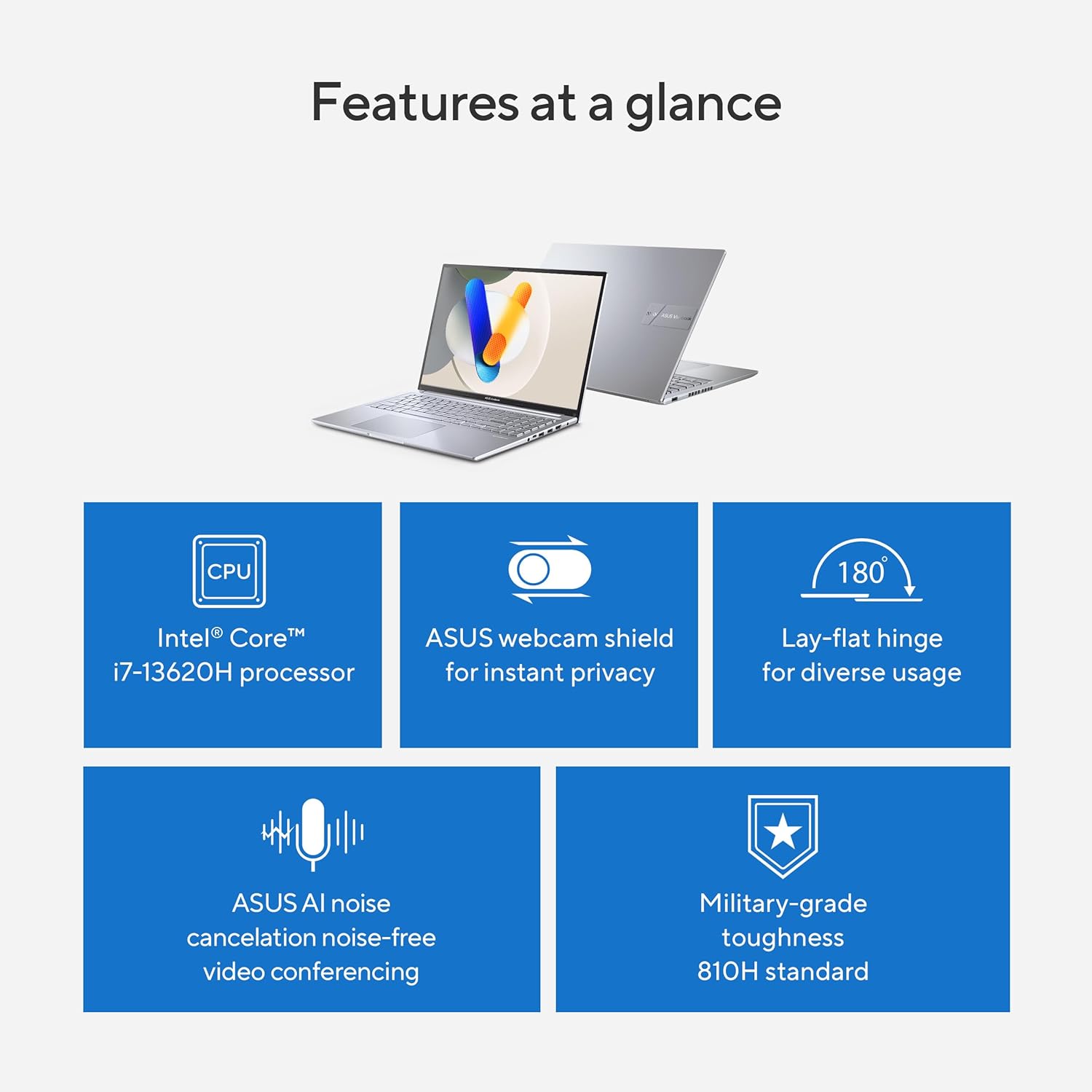 ASUS Vivobook 16 Laptop, 16” WUXGA 60Hz Display, Intel Core i7-13620H, Intel UHD Graphics, 16GB RAM, 512GB SSD, Windows 11, Cool Silver, F1605VA-BS74 3 ASUS Vivobook 16 Laptop, 16” WUXGA 60Hz Display, Intel Core i7-13620H, Intel UHD Graphics, 16GB RAM, 512GB SSD, Windows 11, Cool Silver, F1605VA-BS74 - الصورة 3