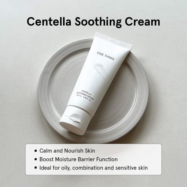 ⁦ONE THING Centella Soothing Cream 3.38 Fl Oz | CICA Beta Glucan Hydrating Calming Facial Vegan Moisturizer for All, Sensitive Skin Types, Barrier Redness Irritation Relief | Korean Skin Care⁩ - الصورة ⁦2⁩