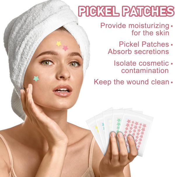 ⁦Paporich 200Pcs Acne Pimple Plasters Stars Pimple Patches, Pimple Patch, Colourful Pimple Patch, Face Care Salicylic Acid Pimple Patches Suitable for Day and Night⁩ - الصورة ⁦7⁩