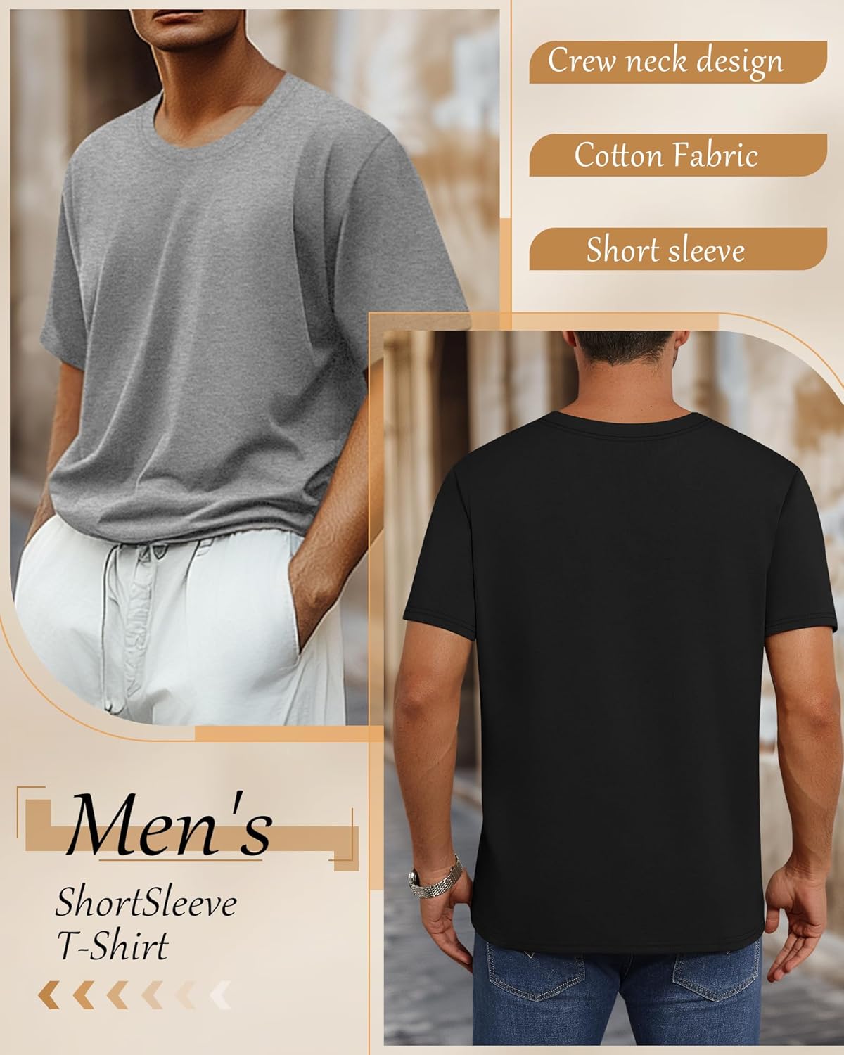 Neer 3 Pack Men's Round Neck T Shirts 95% Cotton M-7xl Big Tall Regular Tees Soft Short Sleeve 2025 Summer Basic Tops 5 Neer 3 Pack Men's Round Neck T Shirts 95% Cotton M-7xl Big Tall Regular Tees Soft Short Sleeve 2025 Summer Basic Tops - الصورة 5