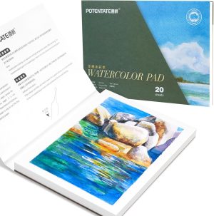 Watercolor Paper Block, Cold Press Artist Watercolor Sketchbook,100% Cotton/Acid-Free,20 Sheets,7.48 * 5.31Inches 140lb/300gsm,Art Supplies for Adults, Artists, Students