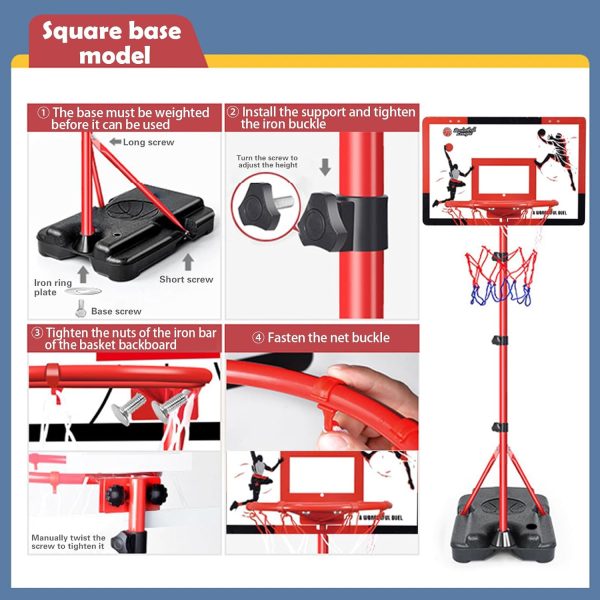 ⁦Basketball Hoop Stand, Adjustable Height Basketball Hoop for Toddler, for Kids and Adults in Outdoor/Indoor, Easily Assemb for Home Use, Boy Girl Birthday Gift⁩ - الصورة ⁦6⁩