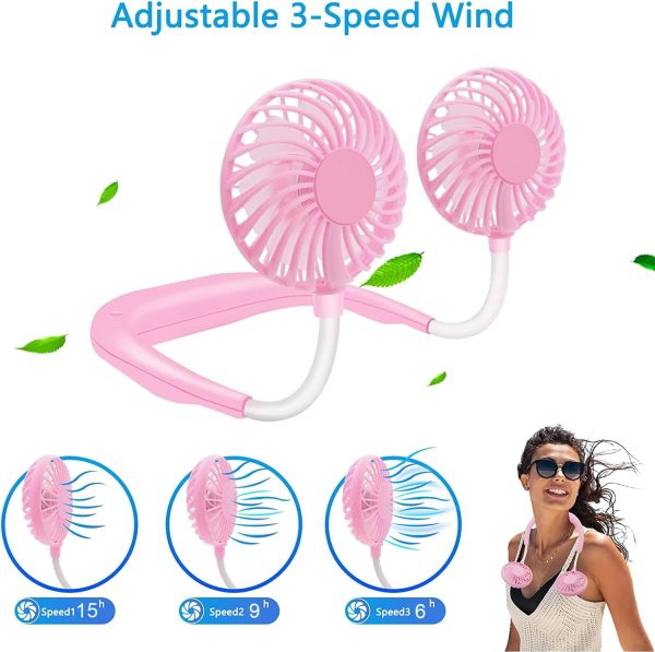 ⁦SZ-Jiaoyu Mini Handheld USB Facial Fan for Hands-Free Sports, Mini Cooling Fan Around Your Neck for Travel, Office, Home Room, Outdoor Sports, 300x190 Multi Color⁩ - الصورة ⁦6⁩
