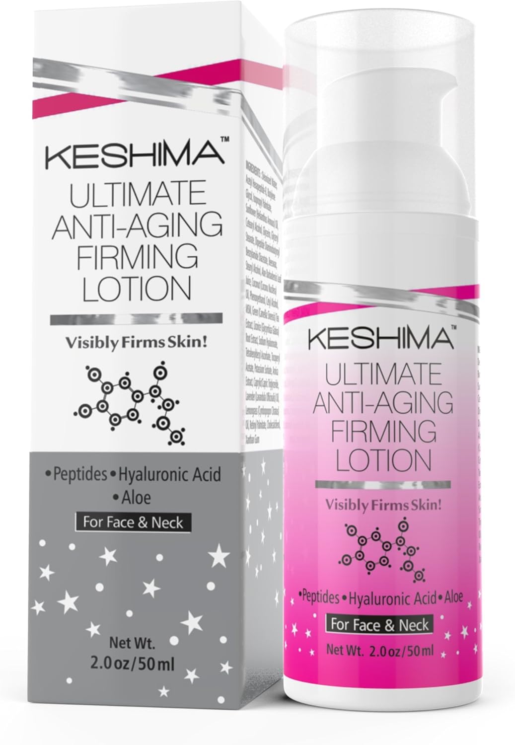 KESHIMA Face & Neck Firming Cream - Lotion Tightens Loose and Sagging Skin - Smooths Wrinkles and Fine Lines - 2 Oz. 1 KESHIMA Face & Neck Firming Cream - Lotion Tightens Loose and Sagging Skin - Smooths Wrinkles and Fine Lines - 2 Oz.