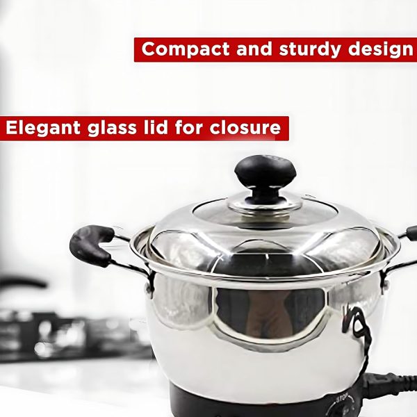 ⁦Biki Electric Egg Boiler, 600W, Soft-Steamed Eggs, Vegetables and Dumplings, Stainless Steel Tray, 5-Eggs Capacity, Silver 2 Year Warranty | قدر كهربائي لطهي البيض من الاستانلس بقوة 600 واط⁩ - الصورة ⁦3⁩