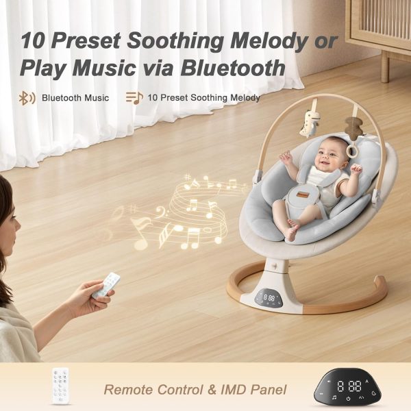 ⁦Monamii Baby Swing for Infants, Bluetooth Music Speaker, 5 Point Harness Belt⁩ - الصورة ⁦6⁩