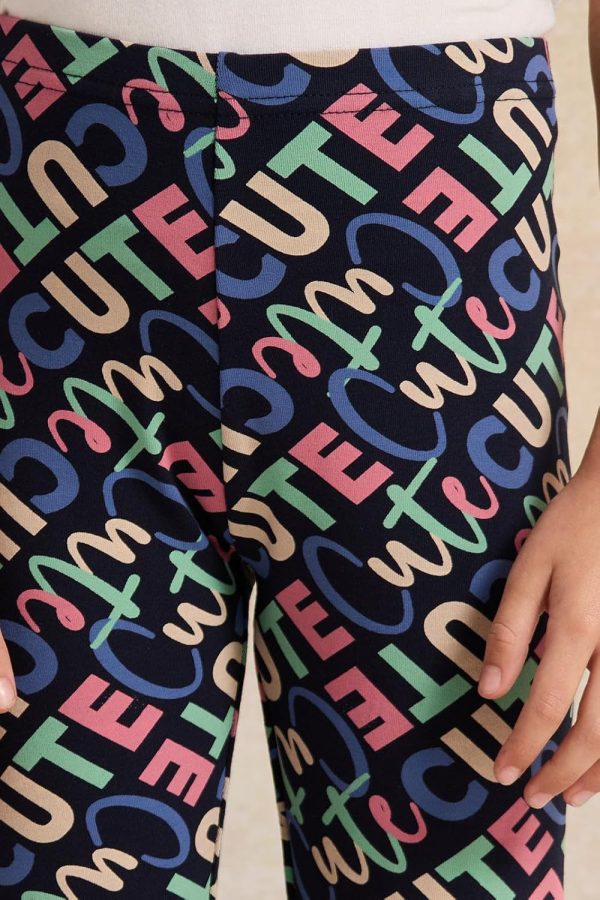 ⁦REDTAG Girls Navy Printed Leggings⁩ - الصورة ⁦5⁩