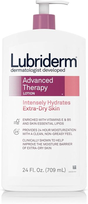 Lubriderm Advanced Therapy Moisturizing Lotion with Vitamins E and B5, Deep Hydration for Extra Dry Skin, Non-Greasy Formula, 24 fl. oz