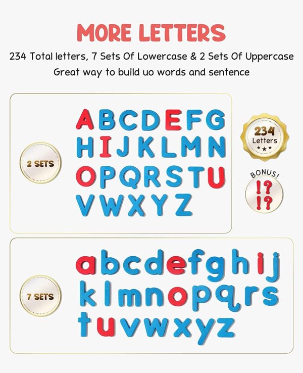 ⁦SYOSI Magnetic Letters Kit, A-Z Foam Magnetic Letters, Alphabet Letters, 234 Pcs with Large Double-Side Magnet Board, Educational Refrigerator Magnets for Preschool Learning Spelling⁩ - الصورة ⁦7⁩
