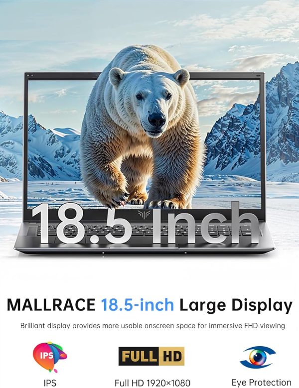 ⁦18.5" Laptop Computer with 8000 mAh Battery, Intel Quad-Core Processor(Up to 3.6GHz ),16GB DDR4 RAM 512GB SSD,Full HD IPS Display,Type-C,Webcam,2025 Windows 11 Laptops for Work Business Office Student⁩ - الصورة ⁦3⁩