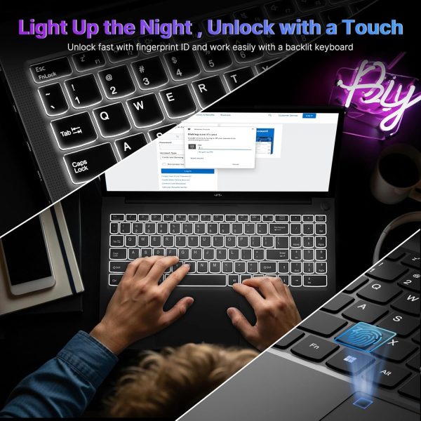 ⁦17.3” Gaming-Laptop, AI 9 8945HS (>i9-13900H), 32GB RAM 1TB SSD,USB-C 4.0 AI Copilot Ready, VR Support, 100W PD Fast Charge, Backlit Keyboard, Fingerprint Unlock, for Gaming/Student/Office/Business⁩ - الصورة ⁦7⁩