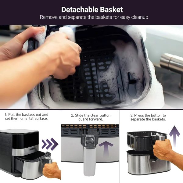 ⁦Geepas Air Fryer 1700W -Hot Air Fryers, 5 Litres Electric Air Cooker With Digital Touch Screen & Preheat, 60 Minute Timer, Led Display, Auto Shut Off⁩ - الصورة ⁦8⁩