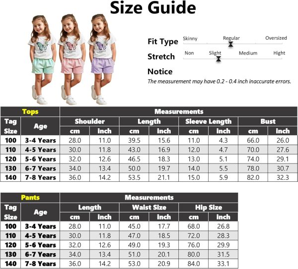 ⁦Xulinova Girls Butterfly Print T-Shirt & Shorts Set 4–8Y, ملابس اطفال بنات صيفية, ملابس, طقم العيد للبنات⁩ - الصورة ⁦4⁩