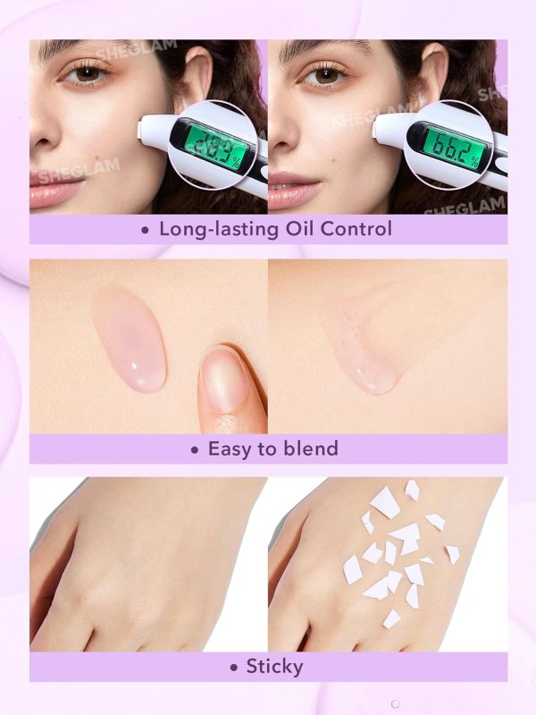 ⁦SHEGLAM Good Grip Hydrating Primer Oil Control Moisturizing Primer Gel Smooth Fine Lines Oil And Silicone-Free Face -Blueberry + Aha-Purple⁩ - الصورة ⁦4⁩