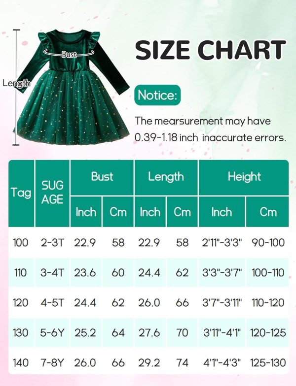 ⁦SEAUR Little Girls Long Sleeve Tutu Dress Sparkly Tulle Toddler Holiday Party Dress Ruffle Star Sequin Fall Winter Christmas Halloween 2-8 Years⁩ - الصورة ⁦6⁩