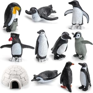 11pcs Mini Penguin Figurines, Realistic Plastic Penguin Figures Arctic Miniature Penguin Figurines Penguin Cake Topper Mini Penguin Toys Tiny Animals for Party Supplies Gifts for Kids