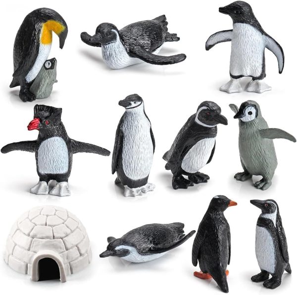 11pcs Mini Penguin Figurines, Realistic Plastic Penguin Figures Arctic Miniature Penguin Figurines Penguin Cake Topper Mini Penguin Toys Tiny Animals for Party Supplies Gifts for Kids