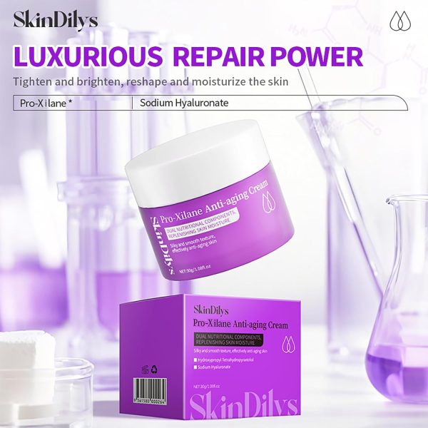 ⁦Skindilys Australia Pro-Xilane Anti-Aging Face Cream 30g / Firm Skin, Reduce Wrinkles, Ceramides and Multi-Weight Hyaluronic Acids Restore Moisture, Strengthen Barrier, Smooth Texture, Protect Skin⁩ - الصورة ⁦2⁩