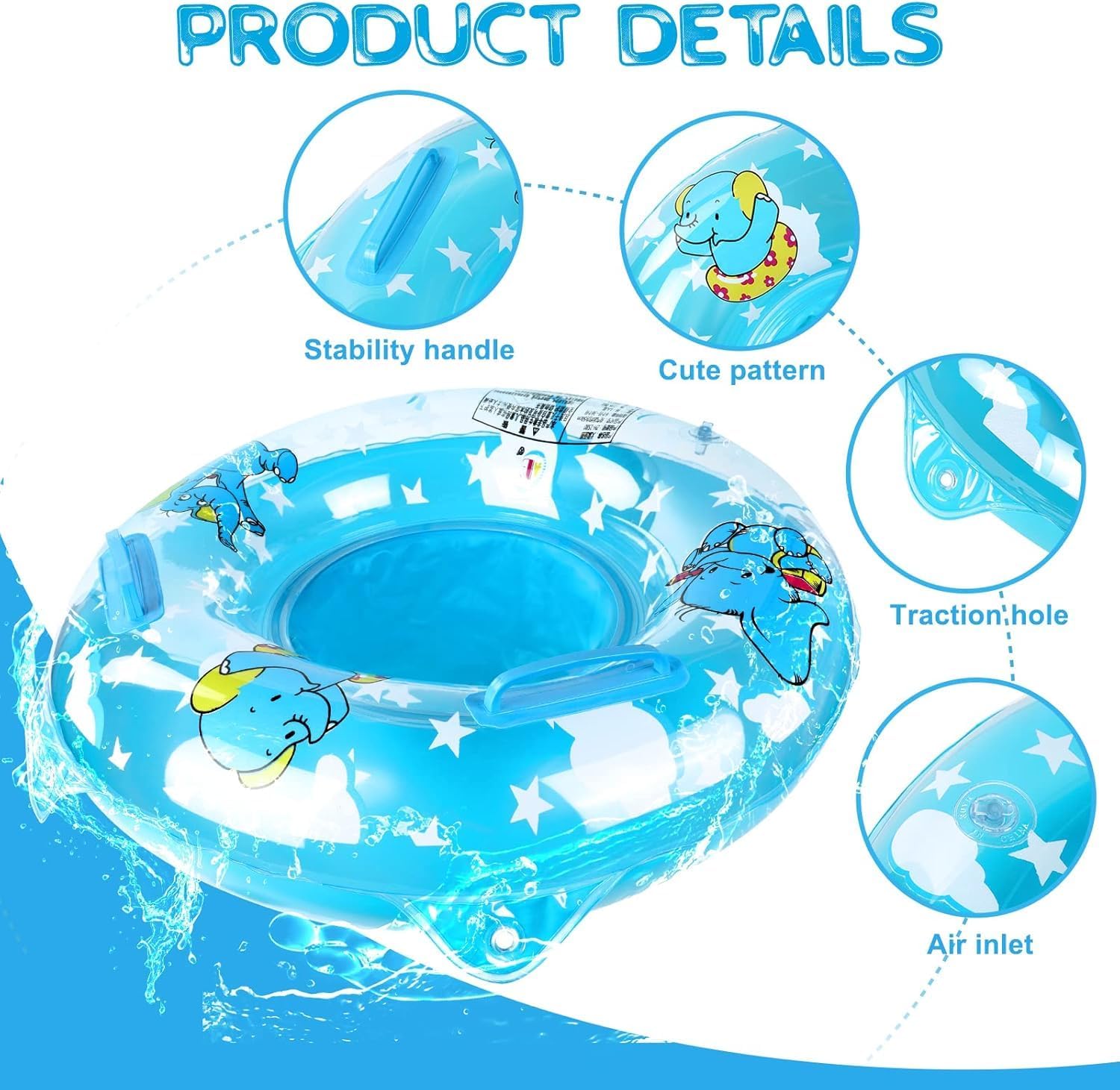 LinJie Baby Pool Float,Baby Swimming Float Ring,Inflatable Swimming Ring with Float Seat for 6 Months-6 Years Children 3 LinJie Baby Pool Float,Baby Swimming Float Ring,Inflatable Swimming Ring with Float Seat for 6 Months-6 Years Children - الصورة 3