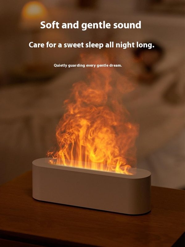 ⁦Flame Air Humidifier, 3-in-1 Cool Mist Humidifier with LED Flame Effect, 500ml Portable Ultrasonic Flame Air Diffuser for Home Bedroom Office, Auto Shut-Off, Quiet (White)⁩ - الصورة ⁦4⁩