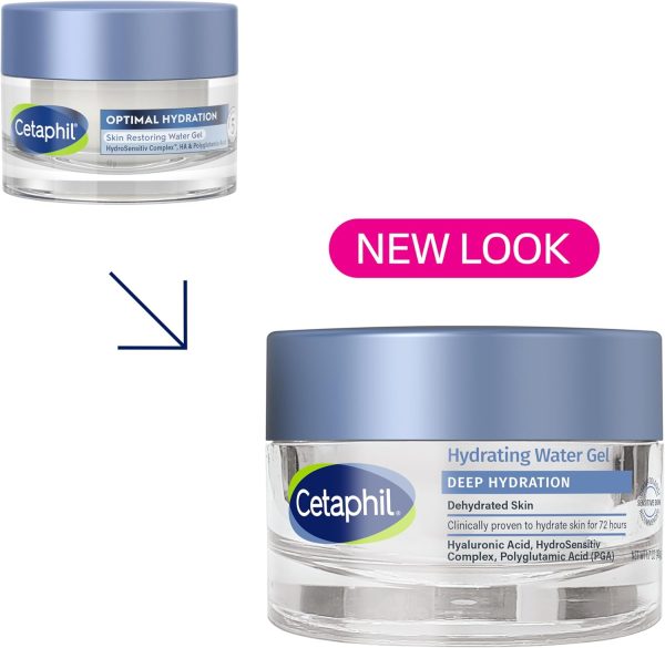⁦Cetaphil Deep Hydration Skin Restoring Water Gel with Hyaluronic and Polyglutamic Acid, Face Moisturizer, 72 Hour Hydration, For Dry, Dehydrated Sensitive Skin, Fragrance Free, 1.7 oz, Fragrance Free⁩ - الصورة ⁦4⁩