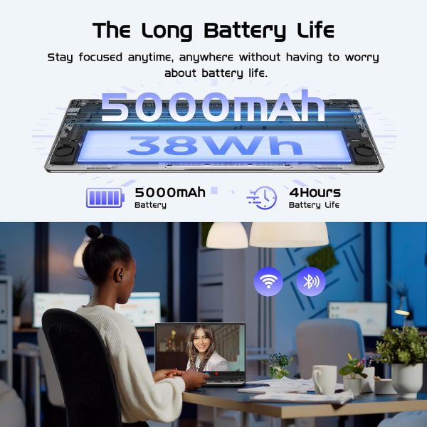 ⁦Laptop Computer 15.6" Window 11 Pro Laptops with 8GB RAM 256GB SSD,Ms Office 2024, 100% sRGB Screen, N4000 Processor, Notebook, Dual Band WiFi5, BT4.2, USB-A, HDMI,FHD 1920 * 1080 Display,Silver⁩ - الصورة ⁦6⁩