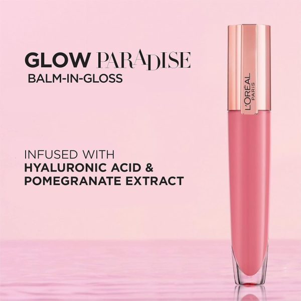 ⁦L’Oréal Paris L'Oreal Glow Paradise Hydrating Lip Balm-in-Gloss with Pomegranate Extract & Hyaluronic Acid, Feathery Fleur, 0.23 fl oz⁩ - الصورة ⁦4⁩