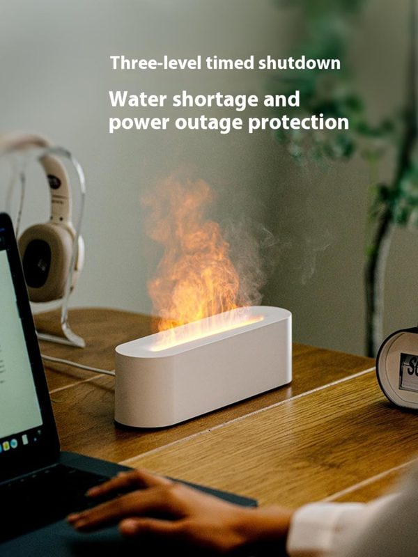 ⁦Flame Air Humidifier, 3-in-1 Cool Mist Humidifier with LED Flame Effect, 500ml Portable Ultrasonic Flame Air Diffuser for Home Bedroom Office, Auto Shut-Off, Quiet (White)⁩ - الصورة ⁦5⁩