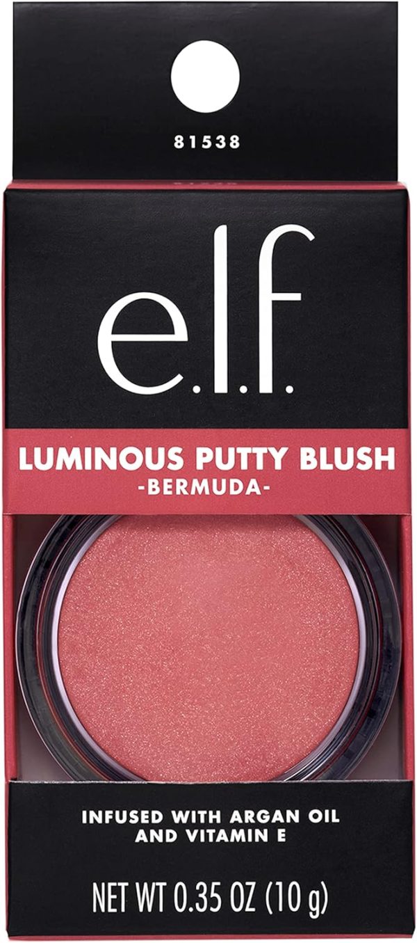 ⁦e.l.f. Cosmetics Luminous Putty Blush, Putty To Powder Blush With A Shimmer Finish, Lightweight, Buildable Formula, Bermuda⁩ - الصورة ⁦3⁩