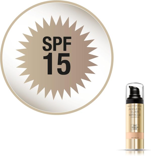 ⁦Max Factor Ageless Elixir Foundation 2n1, Natural 50⁩ - الصورة ⁦4⁩
