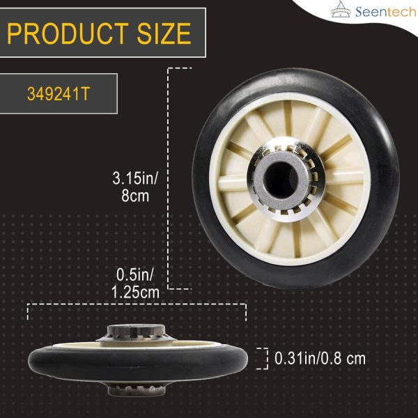 ⁦Seentech 4392065 Dryer Repair Kit with 349241T Drum Roller Kit, 691366 Idler Pulley 341241 Belt by - Exact fit for Whirlpool & Kenmore Dryers - Replaces AP3131942 AP3098345 AP6010582 WP691366⁩ - الصورة ⁦6⁩