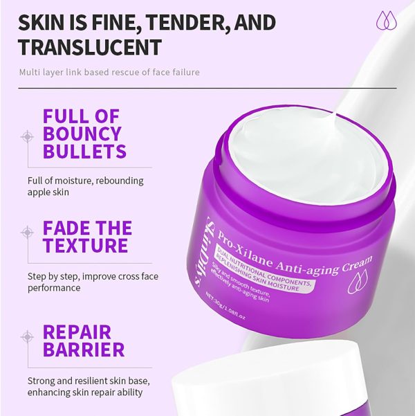 ⁦Skindilys Australia Pro-Xilane Anti-Aging Face Cream 30g / Firm Skin, Reduce Wrinkles, Ceramides and Multi-Weight Hyaluronic Acids Restore Moisture, Strengthen Barrier, Smooth Texture, Protect Skin⁩ - الصورة ⁦3⁩
