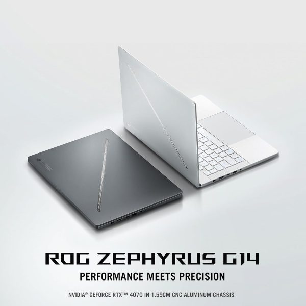 ⁦ASUS ROG Zephyrus G14 (Platinum White) Gaming Laptop | NVIDIA RTX 5050 8GB | AMD Ryzen™ 9 270 | 16GB RAM |1TB SSD |14" 3K OLED 120Hz | Win11 [GA403UH-OLED9161W]⁩ - الصورة ⁦2⁩