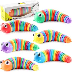 TAYKIN Fidget Slugs, Stress Relief, 3D Flexible Caterpillar Toy for Children and Adults, Cute Worm in Colourful and Round