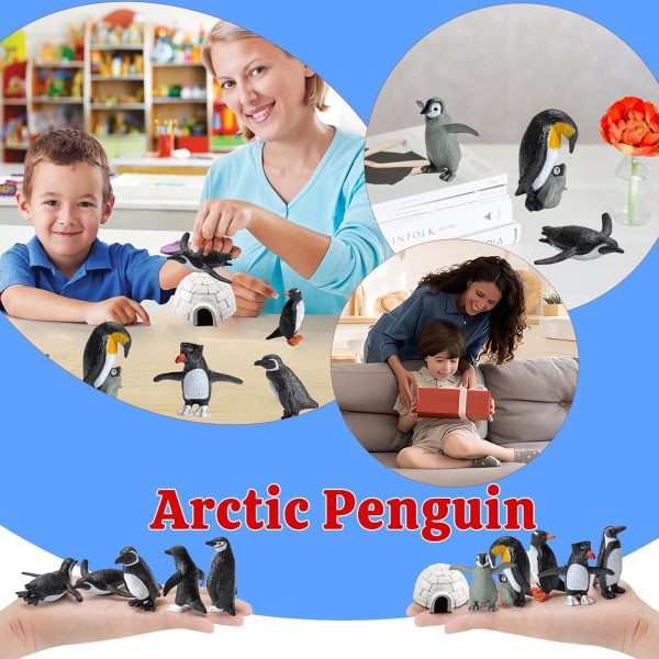⁦11pcs Mini Penguin Figurines, Realistic Plastic Penguin Figures Arctic Miniature Penguin Figurines Penguin Cake Topper Mini Penguin Toys Tiny Animals for Party Supplies Gifts for Kids⁩ - الصورة ⁦6⁩
