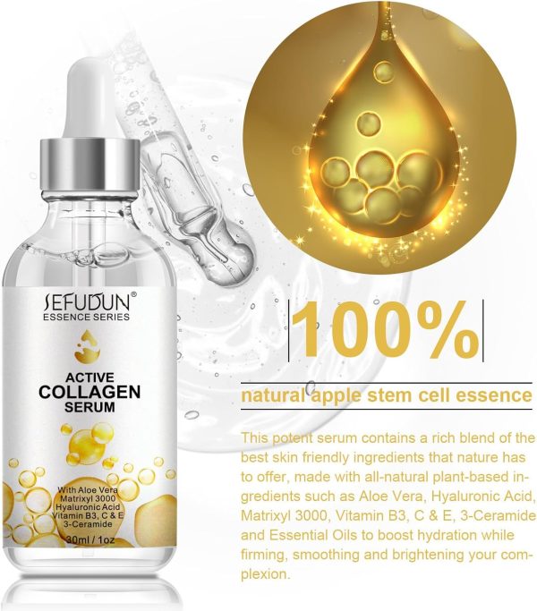 ⁦2PCS Active Collagen Serum - Natural & Organic Anti-Aging Collagen Serum for Face Improves Elasticity, Evens Skin Tone, Lifts, Firms & Smooths Skin - Collagen Facial Serum for All Skin⁩ - الصورة ⁦7⁩