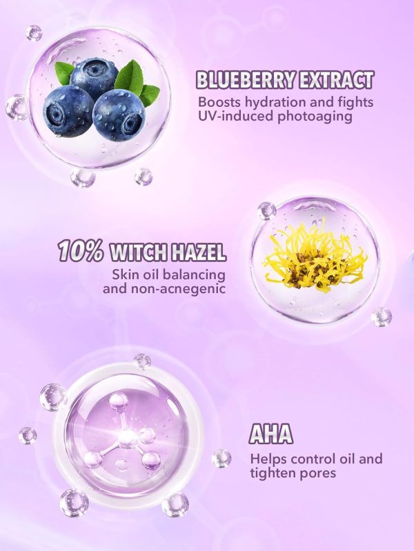 ⁦SHEGLAM Good Grip Hydrating Primer Oil Control Moisturizing Primer Gel Smooth Fine Lines Oil And Silicone-Free Face -Blueberry + Aha-Purple⁩ - الصورة ⁦5⁩