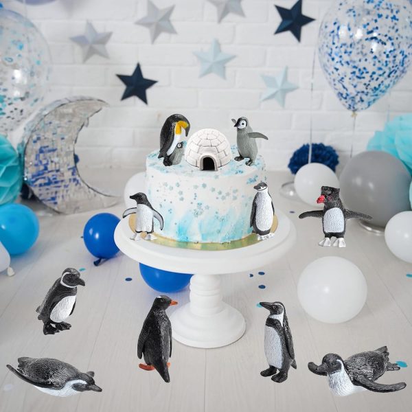 ⁦11pcs Mini Penguin Figurines, Realistic Plastic Penguin Figures Arctic Miniature Penguin Figurines Penguin Cake Topper Mini Penguin Toys Tiny Animals for Party Supplies Gifts for Kids⁩ - الصورة ⁦4⁩