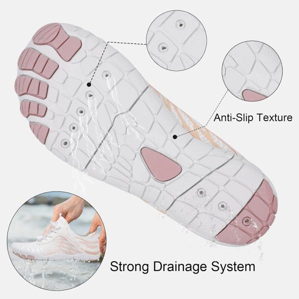 ⁦KASTWAVE Hike Barefoot Shoes for Women Water Shoes with Toe Box Non-Slip Zero Drop Hiking Footwear Breathable Outdoor Trail Running Shoe Elastic Lock Buckle for Aquatic Adventures, 39 EU Wide⁩ - الصورة ⁦3⁩