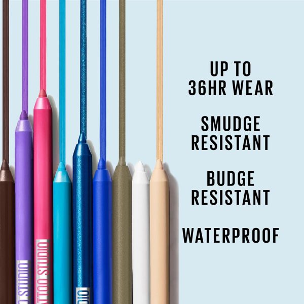 ⁦Maybelline New York Tattoostudio Waterproof, Long Wearing, Eyeliner Pencil Makeup, Striking Navy, 0.04 Ounce⁩ - الصورة ⁦3⁩