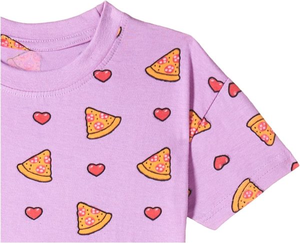 ⁦T2F Girls Cotton Printed Oversized Fit Crop Top and Pant Pajama Set⁩ - الصورة ⁦4⁩
