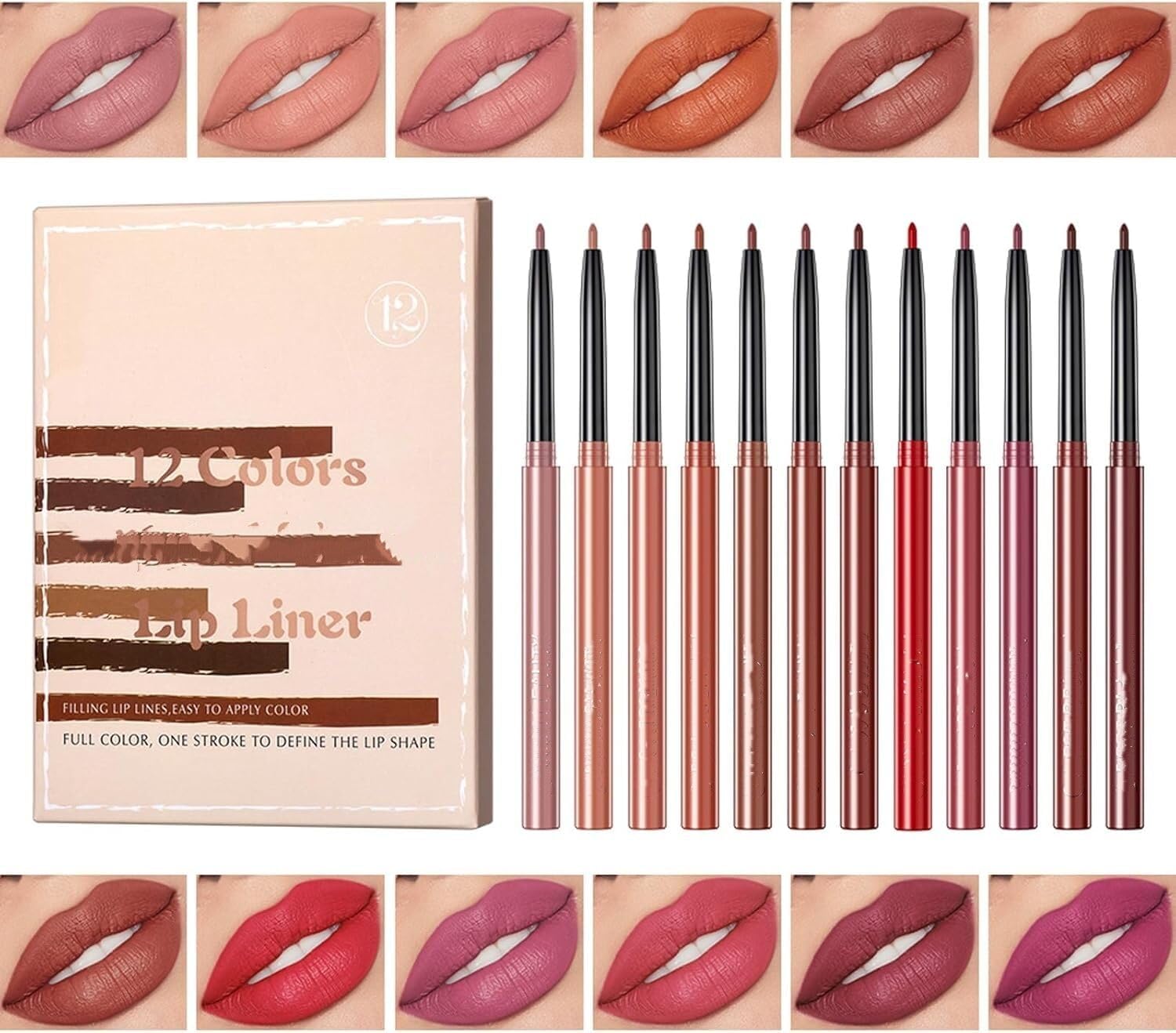 Matte Lip Liner Set, 12 Colors Premium Waterproof Smooth Nude Lip, Pencils Matte Velvet Lipstick Pen Long Lasting for Waterproof Lip Crayon with Gift Box 1 Matte Lip Liner Set, 12 Colors Premium Waterproof Smooth Nude Lip, Pencils Matte Velvet Lipstick Pen Long Lasting for Waterproof Lip Crayon with Gift Box