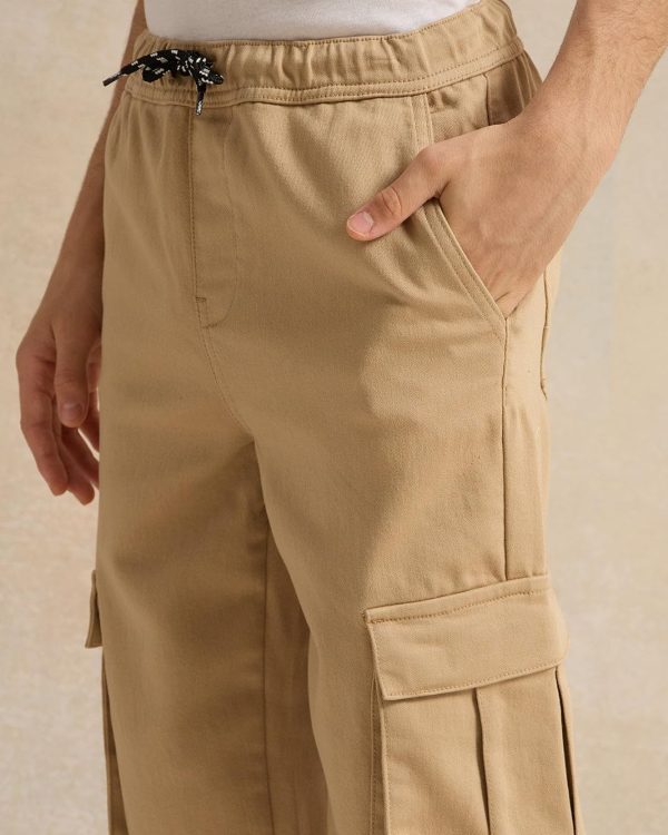 ⁦REDTAG Senior Boys Beige Cargo Jogger Trousers⁩ - الصورة ⁦4⁩