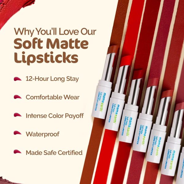 ⁦Mamaearth Soft Matte Long Stay Lip stick 02 Mulberry Pink 3.5g⁩ - الصورة ⁦2⁩