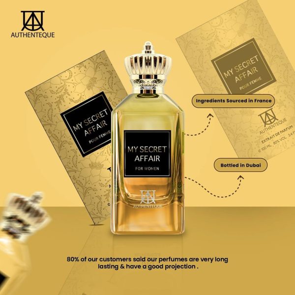 ⁦AUTHENTEQUE - My Secret Affair Perfumes For Women - Inspired by J.PG’s S.candal - Long Lasting Perfume - 3.4 Fl Oz - Jasmine, Orange Blossom, Freesia & Lilly of the Valley - Cruelty Free - 100ml⁩ - الصورة ⁦5⁩