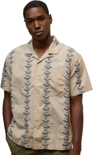 American Eagle Men Striped Button-Up Poolside Shirt