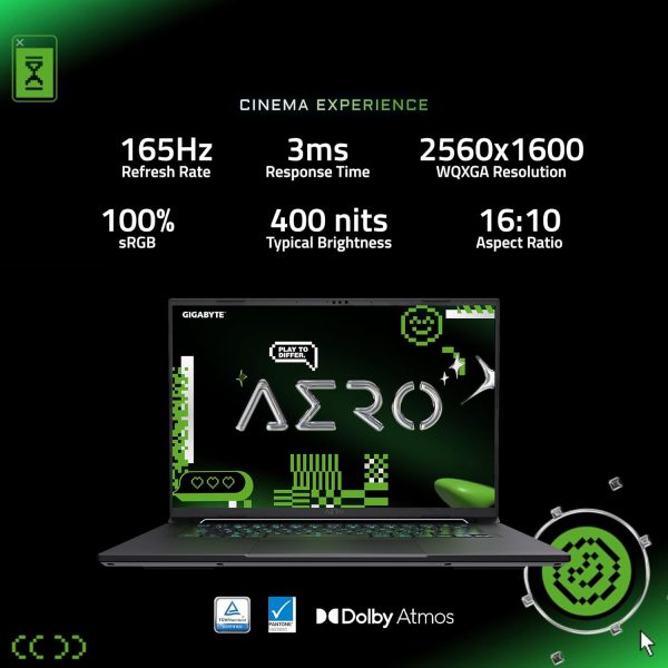 ⁦GIGABYTE - AERO X16-165Hz 2560x1600 WQXGA - NVIDIA GeForce RTX 5050 - AMD Ryzen AI 7 350-1TB SSD with 16GB DDR5 RAM - Windows 11 Home AERO X16 1TH93USC94AH⁩ - الصورة ⁦6⁩