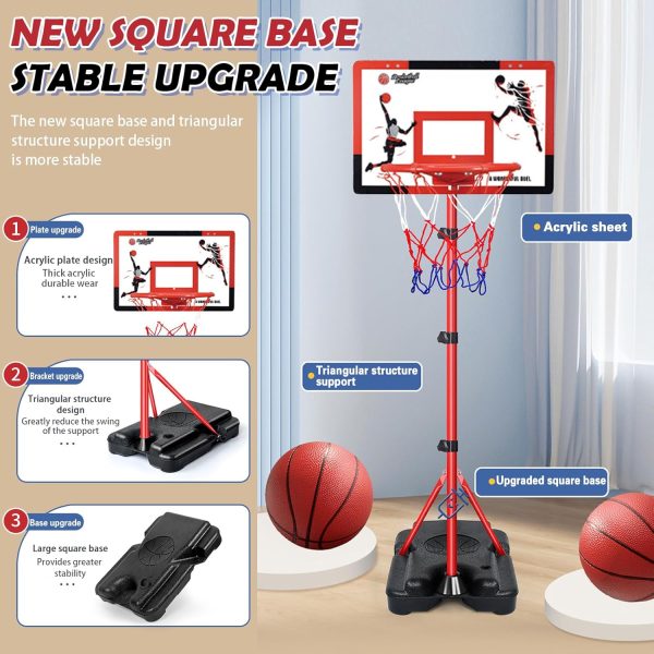 ⁦Basketball Hoop Stand, Adjustable Height Basketball Hoop for Toddler, for Kids and Adults in Outdoor/Indoor, Easily Assemb for Home Use, Boy Girl Birthday Gift⁩ - الصورة ⁦4⁩