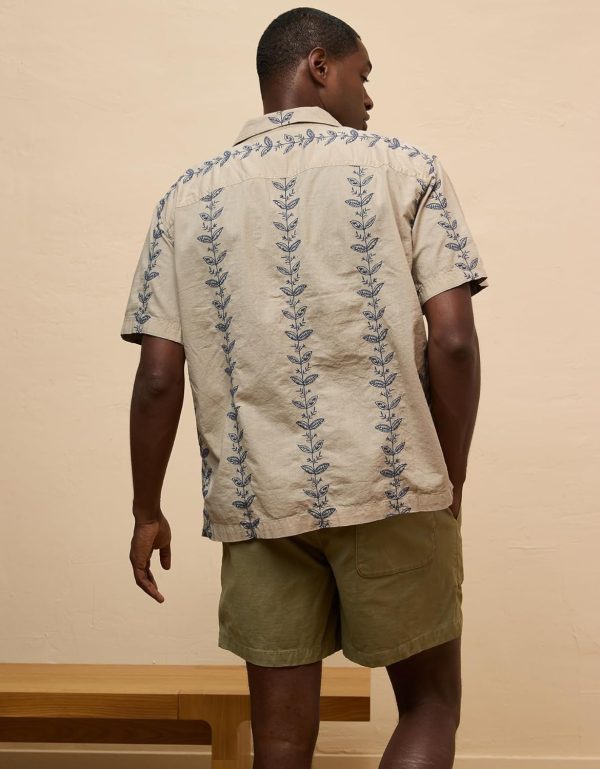 ⁦American Eagle Men Striped Button-Up Poolside Shirt⁩ - الصورة ⁦6⁩